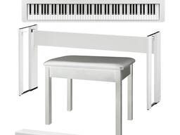 Kawai ES520 88-Key Portable Digital Piano, White with Stand, Pedal Bar, Bench